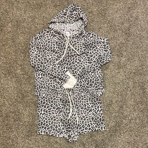 Victoria Secret | Leopard Print Hoodie and Shorts Pajama/Comfort Set